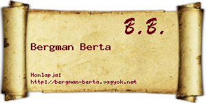 Bergman Berta névjegykártya